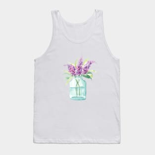 Lavender Mason Jar Watercolor Bouquet Tank Top